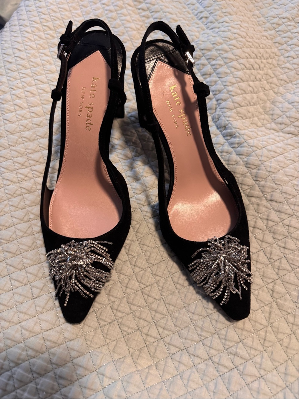 kate spade New York Celestia Black Slingback Crystal Studded Pumps 9.5 - Picture 8 of 8